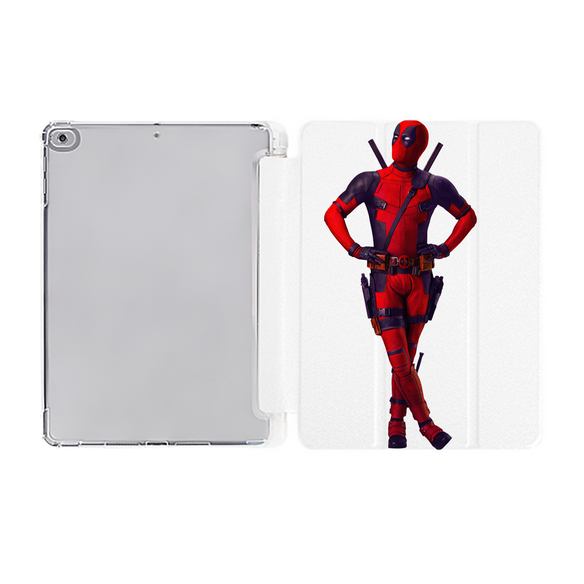 （画像用） Deadpool デッドプール IPad ケース ペン収納付き 三つ折りスタンド PUレザー×シリコン 対応機種9.5/10.5/10.9インチ